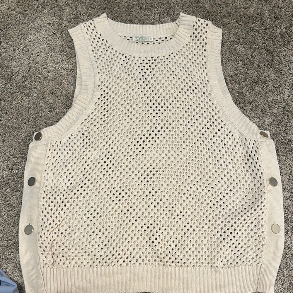 Spartina 449 Cream Knit Sweater Vest